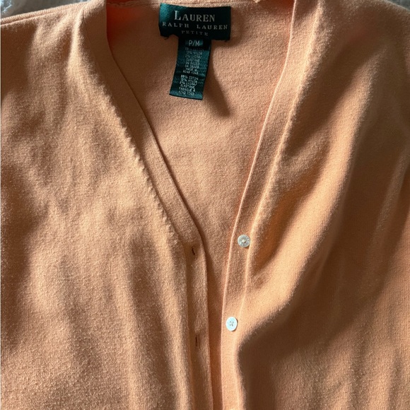 Ralph Lauren Peach orange cardigan with 3/4 sleeves, made from 100% cotton - Picture 2 of 5